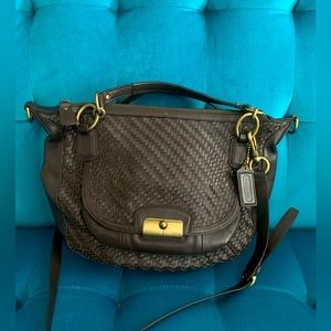 COACH Kristin- dark brown woven leather handbag- never used!